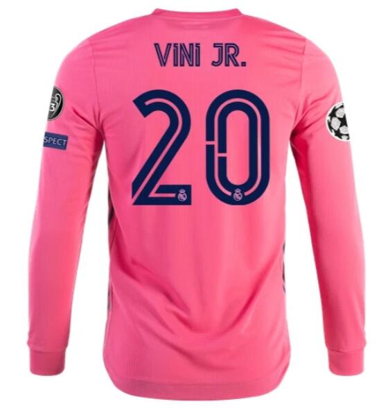 Real Madrid Long Sleeve Away Kit Soccer Jersey VINÍCIUS JÚNIOR #20 2020/21